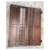 Pair of wooden interior louvered shutters,