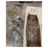 Set of 12 clear drinking glasses, 3 American
