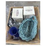 Vases, coffee cups, basket, plate