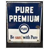 Porcelain Pure Oil Co. gasoline pump adv. sign,