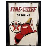 Porcelain Texaco 'Fire Chief' Gasoline adv. sign,
