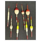 8 vtg fishing floats/bobbers, approx 6-8in lengths