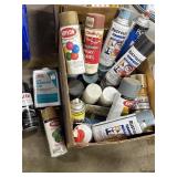 Box of misc spray paints