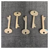(5) Vintage Brass Keys