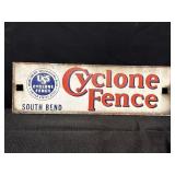 Porcelain USS Cyclone Fence adv. sign, South Bend,
