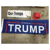 Eagle flag tops, support troops flag, Trump flag