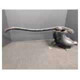 Vtg cast-iron sauage press, base is 7in tall x