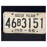 150th Year 1966 IND license plate