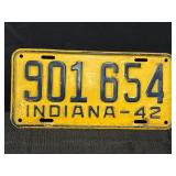 1942 Indiana license plate