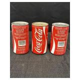 3 1982 La Porte Slicer Baseball Coca-Cola cans to