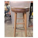 Wood stool w/ cushioned seat