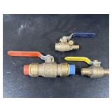 3 - Brass 1/2 - 3/4' Ball Valves