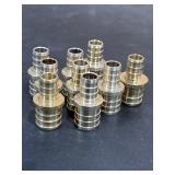 9 brass PEX reducing couplings, 3/4in - 1/2in