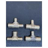 4 brass PEX tee fittings