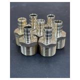 7 Brass Crimp PEX Fittings, 1/2in - 1/2in