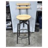 Industrial style adj. height swivel barstool w/