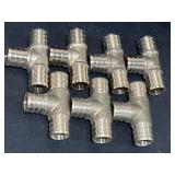 7 - Brass 3/4in Pex Tee fittings