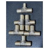 6  Nibco Pex Tee brass fittings, 5 are 3/4in & 1