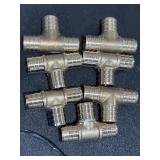 7 - Brass 3/4in Pex Tee fittings