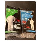 2  L/XL disposable coveralls, new in packages