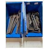 11 spade bits, various size Allen wrenches