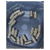 3/4in brass PEX crimp couplings, approx 20