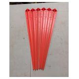 (6) orange plastic marking stakes 18in long