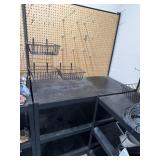 Industrial shelving unit w/pegboard & various