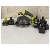 Ryobi P505 Saw & Batteries