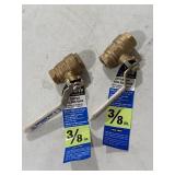 2 Watts 2-pc full port brass ball valves, 3/8in