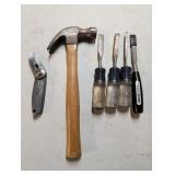 Craftsman & B-D chisels, Task force claw hammer &