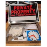 Misc signs, phone chargers, numbers, file cards