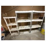 3 White Plastic 4 Shelf Shelving Unit