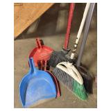 3 brooms & 3 dust pans