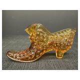 Fenton Amber Hobnail Glass Shoe