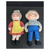 16" Sear Roebuck Gramma & Grampa Cloth Dolls