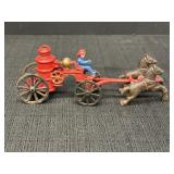 9.5" cast iron horse-drawn steam pumper fire truck