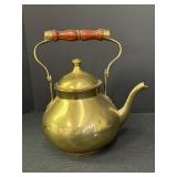 brass color overlay metal teapot w/swing handle,