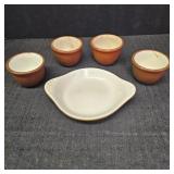 VTG H.F. Coors Brown Ceramic Dish & Brown Bowls