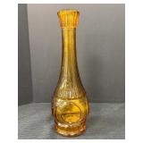 Bullseye amber glass bud vase, 9in H