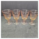 (4) Vintage Pink Glass Sherry Glasses