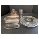 Covered cheese tray, footed cake plate, butter