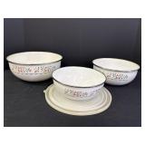 6pc mixing bowl & storage set, enamel on metal,