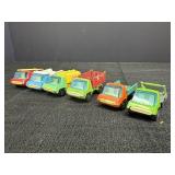 (6) PlayArt Die-Cast Dump Trucks, Tow Trucks,