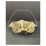 Pierced Silver Plated Basket Bowl W/ Handle , 7"