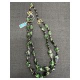 Saga Green Glass like Beaded Necklace