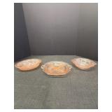 Vtg. Open Rose Glass Bowls & Divided Relish Plate