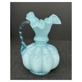 Fenton Light Blue Ruffled Edged Pitcher