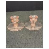 Pink Depression Glass Candlesticks