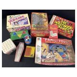 Variety of games, board games, dice, flashcards,